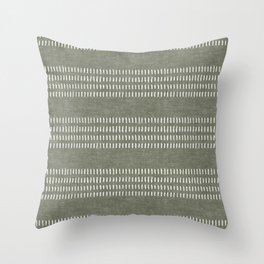 farmhouse stitch - olive Throw Pillow
