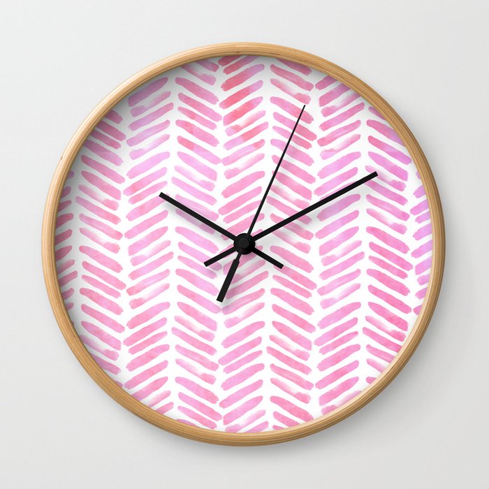 Handpainted Chevron pattern - pink and pink ;) Wall Clock
