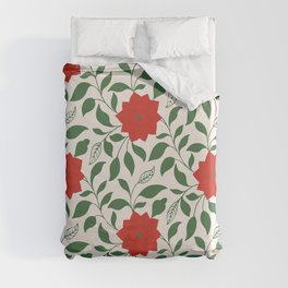 Vintage Floral in Red and Green Duvet Cover