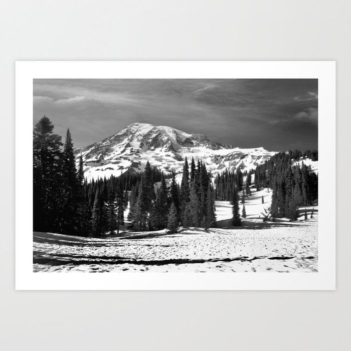 Mt. Rainier B/W fine art print Art Print