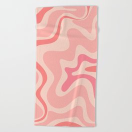 Retro Liquid Swirl Abstract in Soft Pink Beach Towel