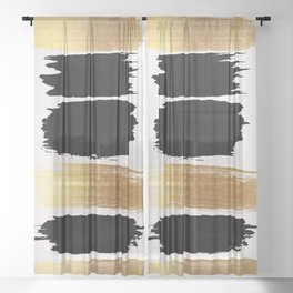 Brush Strokes (Black/Gold) Sheer Curtain