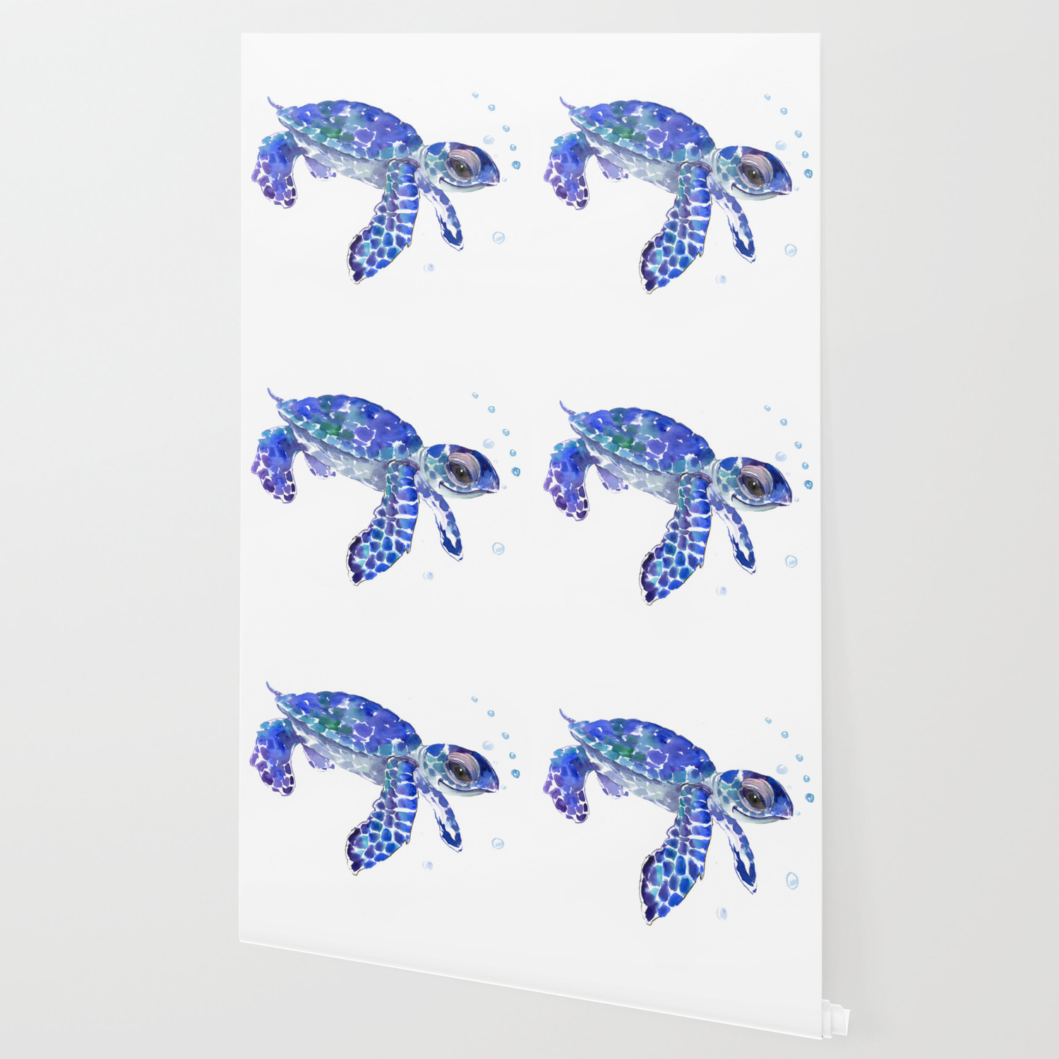 Cute Blue Baby Sea Turtle Children Illustration Turtle Art