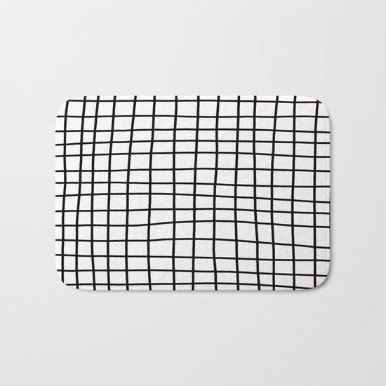 Handdrawn Grid Bath Mat