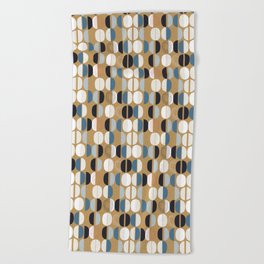 Mid century geometric pattern sand Beach Towel