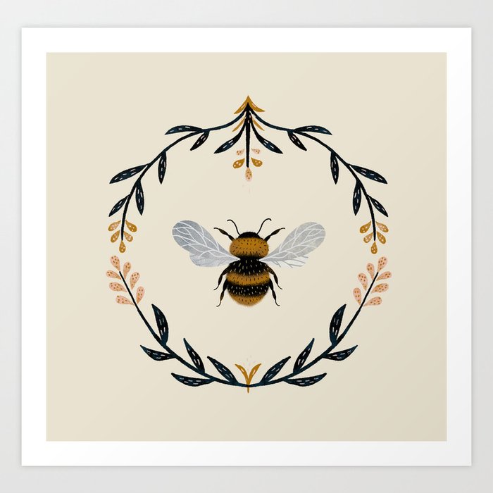 Ode to the Bumblebee (in cream) Art Print