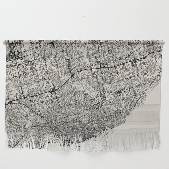 Toronto, Canada - Black and White Map of the city Wall Hanging