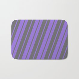 [ Thumbnail: Purple and Dim Grey Colored Pattern of Stripes Bath Mat ]