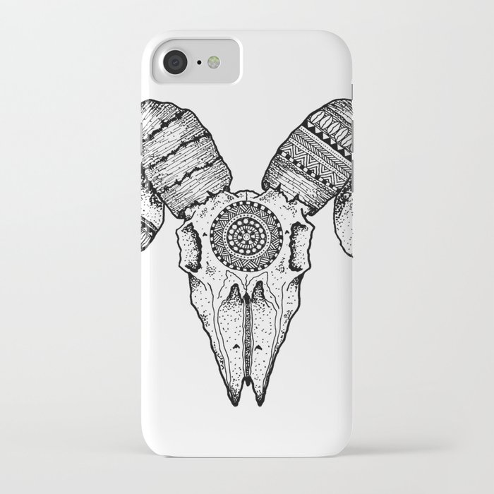 Ram Skull Mandala Print iPhone Case