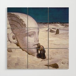 Questioner of the ancient Egyptian Sphinx - voyage down the nile landscape painting by Elihu Vedder Wood Wall Art