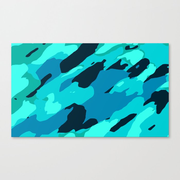 Green And Blue Camouflage Painting Abstract Background Canvas