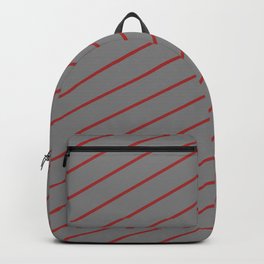 [ Thumbnail: Gray & Brown Colored Stripes Pattern Backpack ]