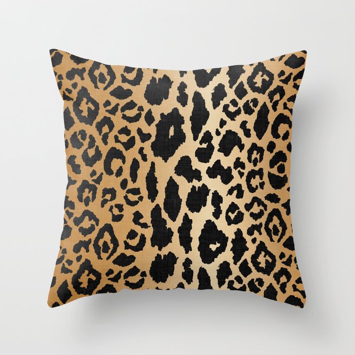 Leopard Print Linen Throw Pillow by Saffron Avenue | Society6