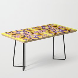 YELLOW SUNFLOWERS BUTTERFLY PATTERN ABSTRACT ART Coffee Table