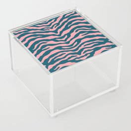 Zebra Wild Animal Print Teal and Pink Acrylic Box