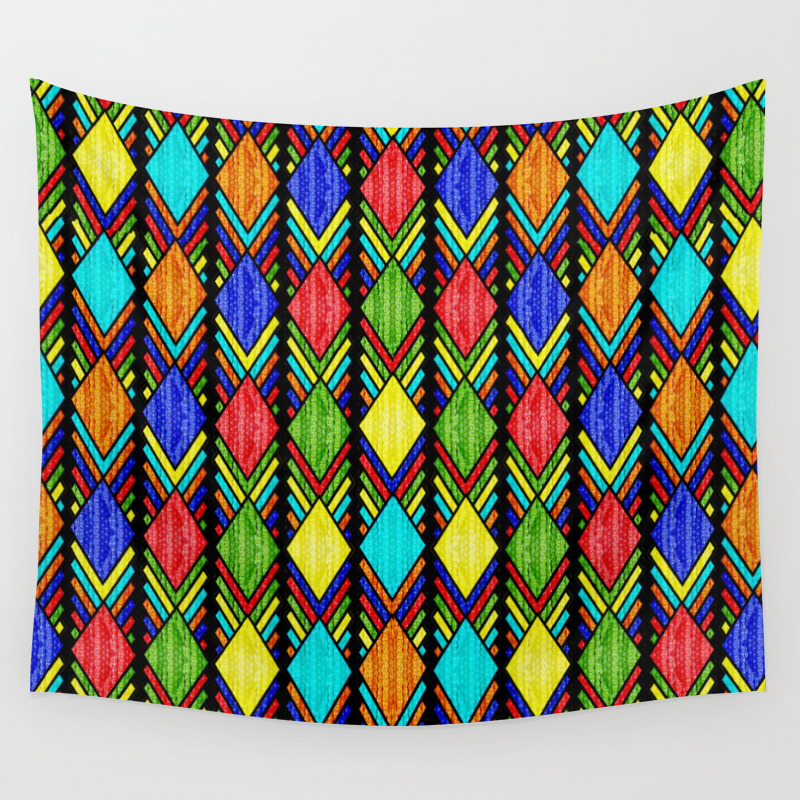 African Beaded Diamonds Black Wall Tapestry By Camillacharles Society6