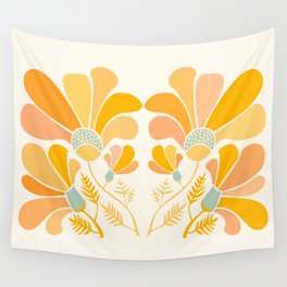 Summer Wildflowers in Golden Yellow Wall Tapestry
