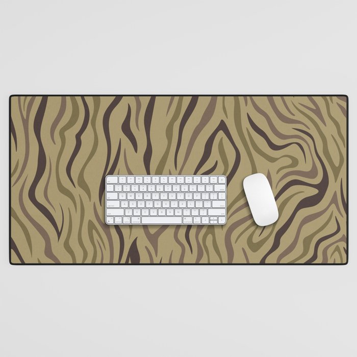Animal Print Zebra Stripes Pattern. Camouflage Digital Painting Illustration Background Desk Mat