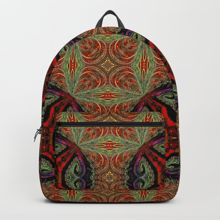 Electric Colors of Fractal Spheres Digital Art Illustration Backpack