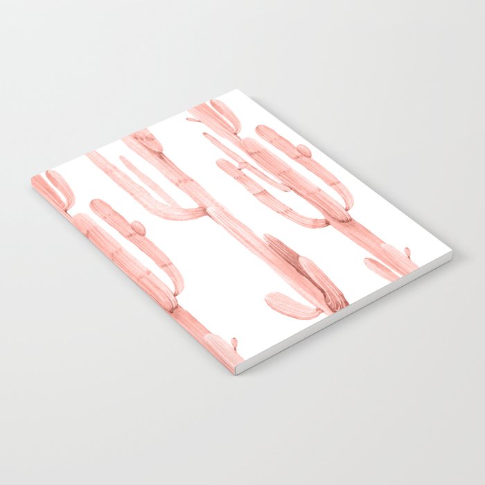 Pretty Coral Pink Cactus Pattern Notebook