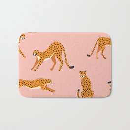 Cheetahs pattern on pink Bath Mat | Decorative, Illustration, Predator, Abstract, Pattern, Africa, Seamless, Leopard, Nature, Print 