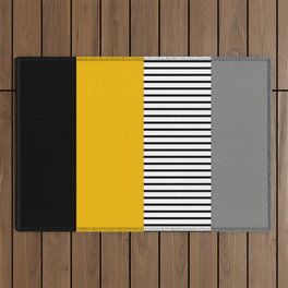 Yellow Black Stripes Outdoor Rug