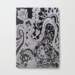 Queen Of Hearts Metal Print | Black and White, Heart, Abstract, Creative, Zentangle, Flowers, Sharpie, Black, Blackandwhite, Unique 