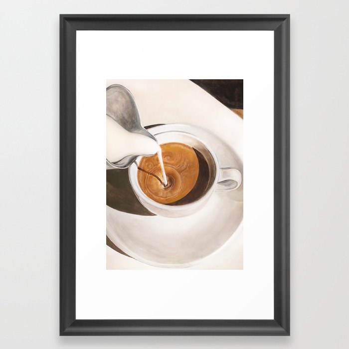 Morning Coffee Watercolor Painting Framed Art Print
