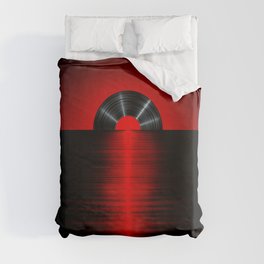 Vinyl sunset red Duvet Cover