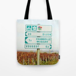 Burgundy cycling tour | Road signs Tote Bag