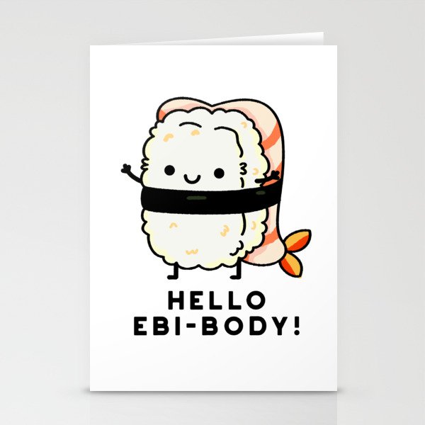 Hello Ebi-body Funny Ebi Sushi Pun Stationery Cards