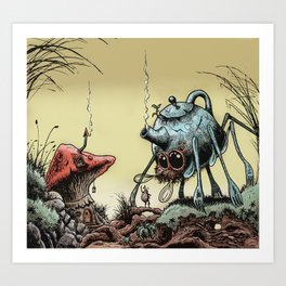 The Coffee Pot Spider comes for a small talk Art Print