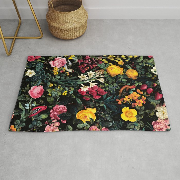 Floral and Birds Pattern Rug