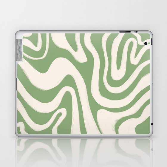 Cheerful Sage Green Liquid Swirl  Laptop & iPad Skin