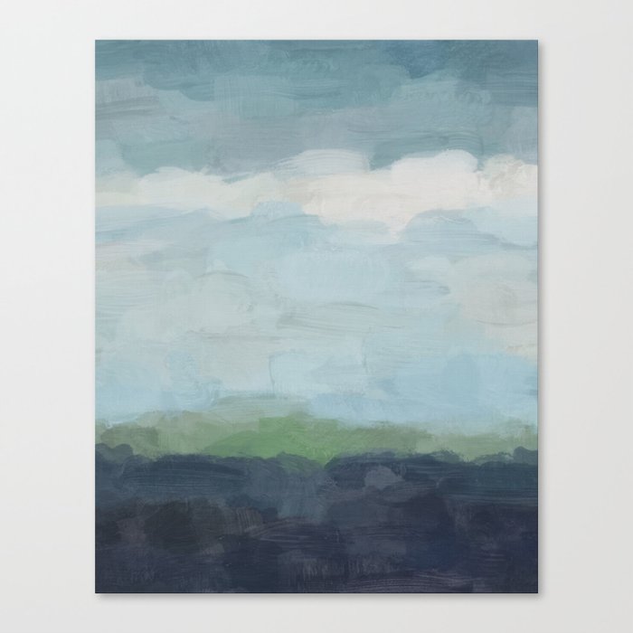 Navy Teal Aqua Sky Blue Green Abstract Wall Art Painting Art