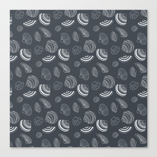 Tropical pattern with sea shells Canvas Print