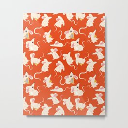 Happy mice pattern Metal Print | Mice, Orange, Rat, Animal, Rats, Pattern, Graphicdesign, Mouse, Funny, Cute 