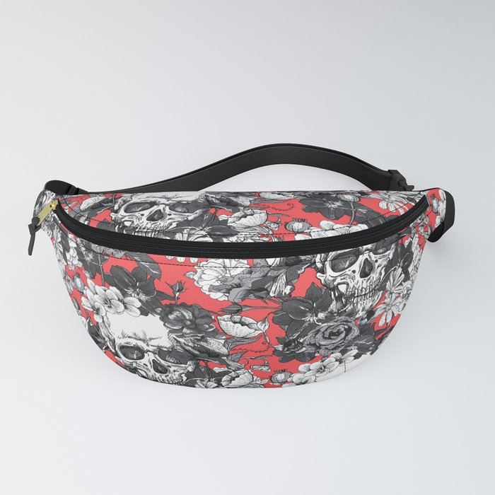 SKULLS ON RED BACKGROUND Fanny Pack