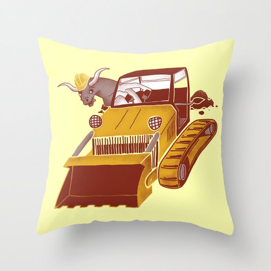 Bulldozin' Throw Pillow
