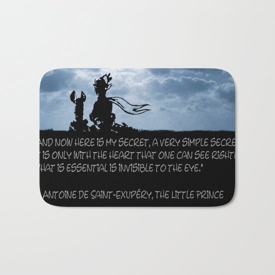 The little prince and the fox - dream version blue - quote Bath Mat