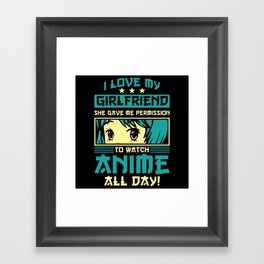 Anime boyfriend girlfriend watch anime all day Framed Art Print