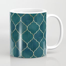 Emerald Golden Moroccan Quatrefoil Pattern Mug