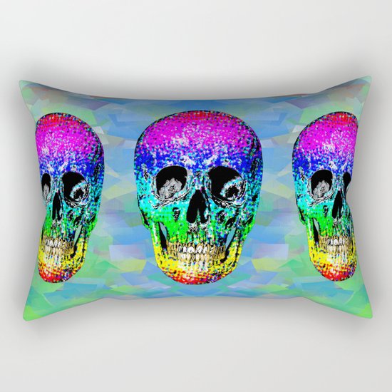 Skull disco rainbow Rectangular Pillow