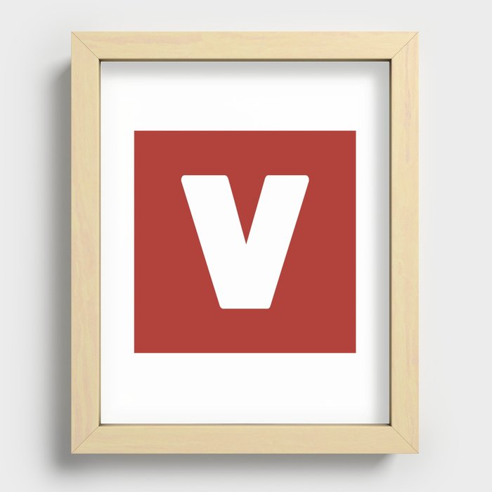 V (White & Maroon Letter) Recessed Framed Print