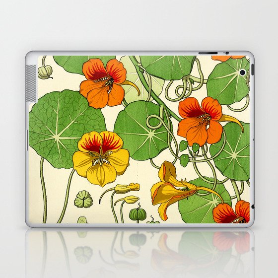 French botanical flower plate - Maurice Verneuil - Capucine Laptop & iPad Skin