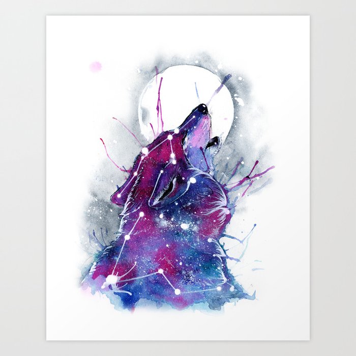 Galaxy Wolf Art Print by rubisfirenos | Society6
