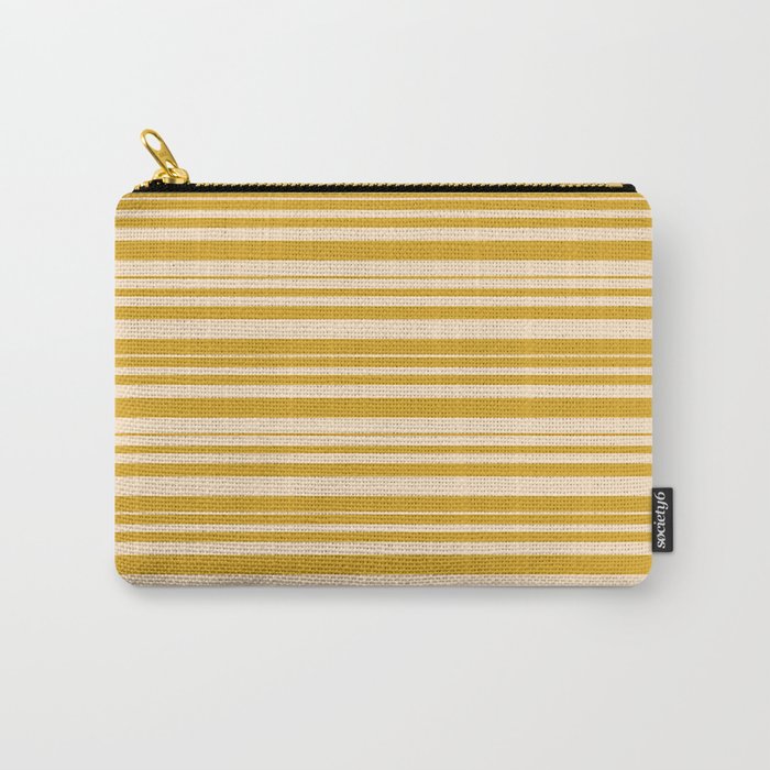 Goldenrod and Bisque Colored Striped/Lined Pattern Carry-All Pouch