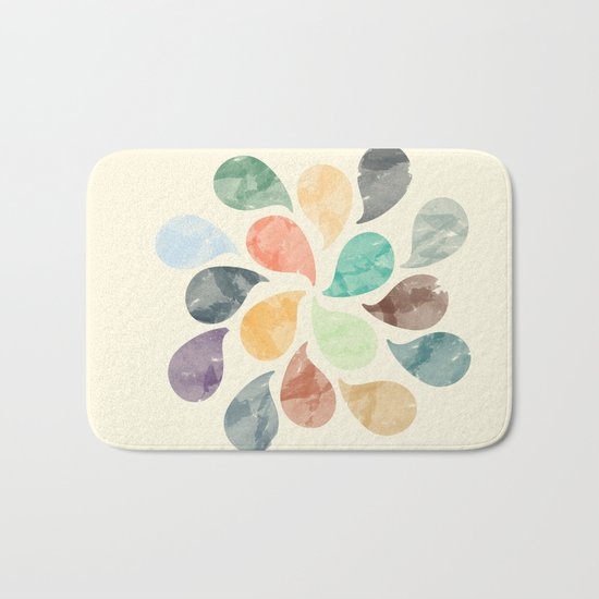 Colorful Water Drops (Watercolor version) Bath Mat