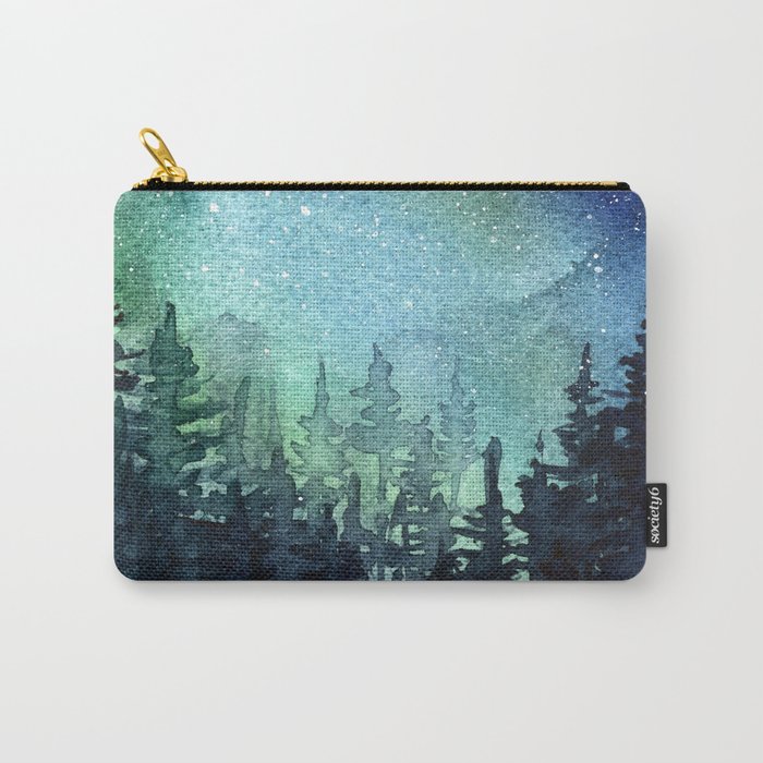 Galaxy Watercolor Aurora Borealis Painting Carry-All Pouch