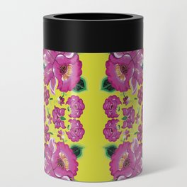 Hot pink tehuana oaxaca flowers and leaves embroidery rosa mexicano interior design mexican tablecloth Can Cooler